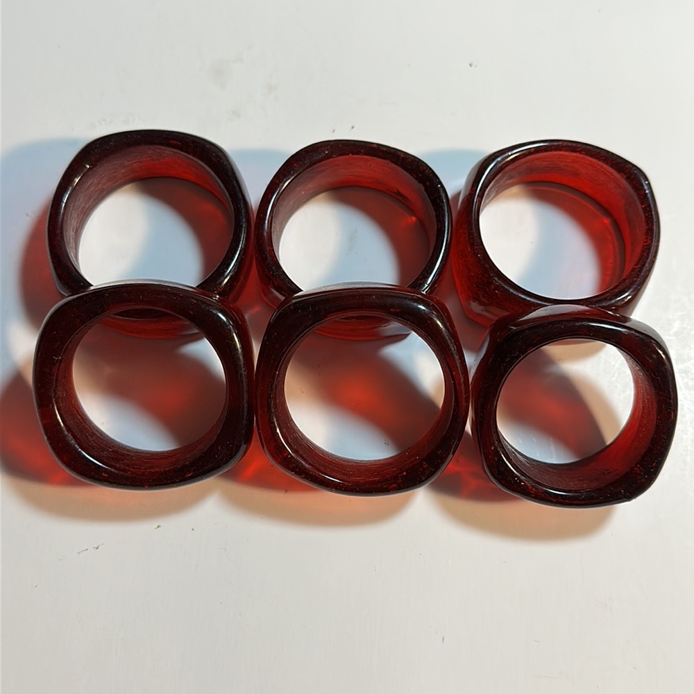 VTG SET OF 6 ruby glass napkin rings
